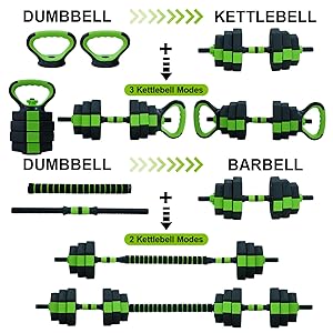 66 lb / 88 lb 4‑in‑1 Adjustable Kettlebell and Dumbbell Set, Converts to Kettlebells, Barbell, and Push‑Up Stands for Home and Gym Training
