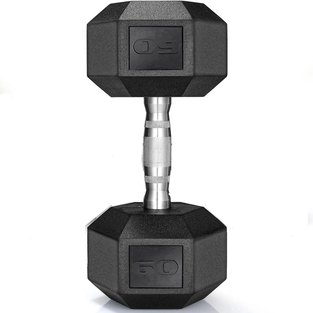 Rubber‑Coated Cast Iron Hex Dumbbells — 30–75 lb Hand Weights, 2‑Piece Set for Home & Gym Training