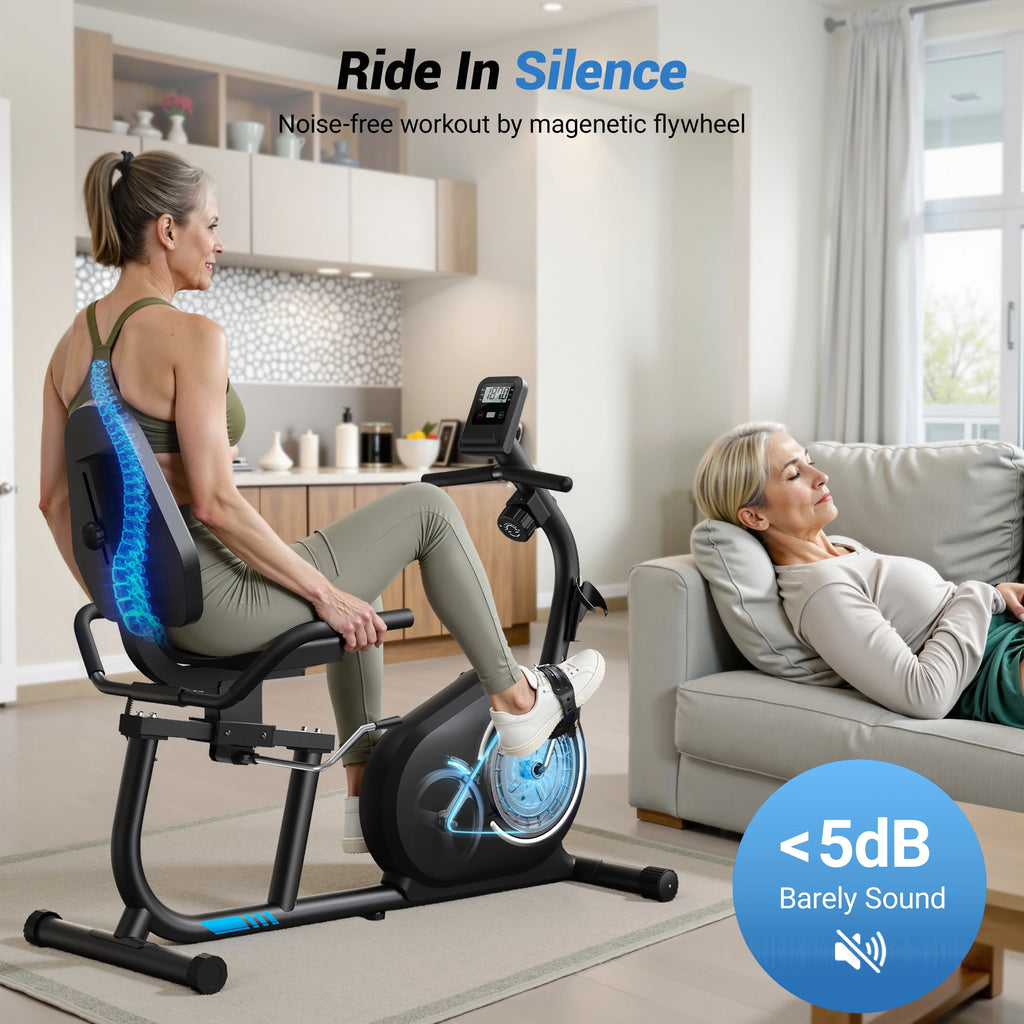 Recumbent Exercise Bike for Home Smart Bluetooth with Exclusive App Connectivity LCD Display Heart Rate Handles Magnetic Recumbent Bike