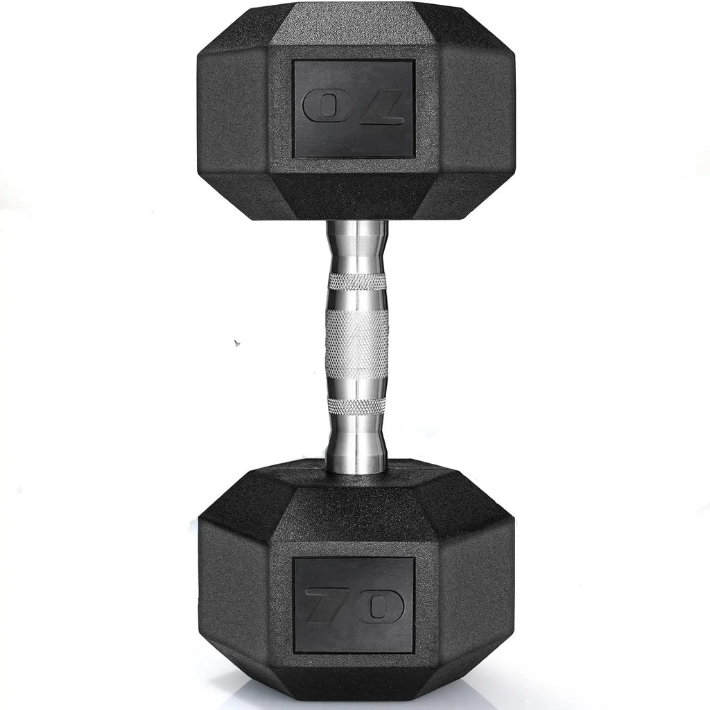 Rubber‑Coated Cast Iron Hex Dumbbells — 30–75 lb Hand Weights, 2‑Piece Set for Home & Gym Training