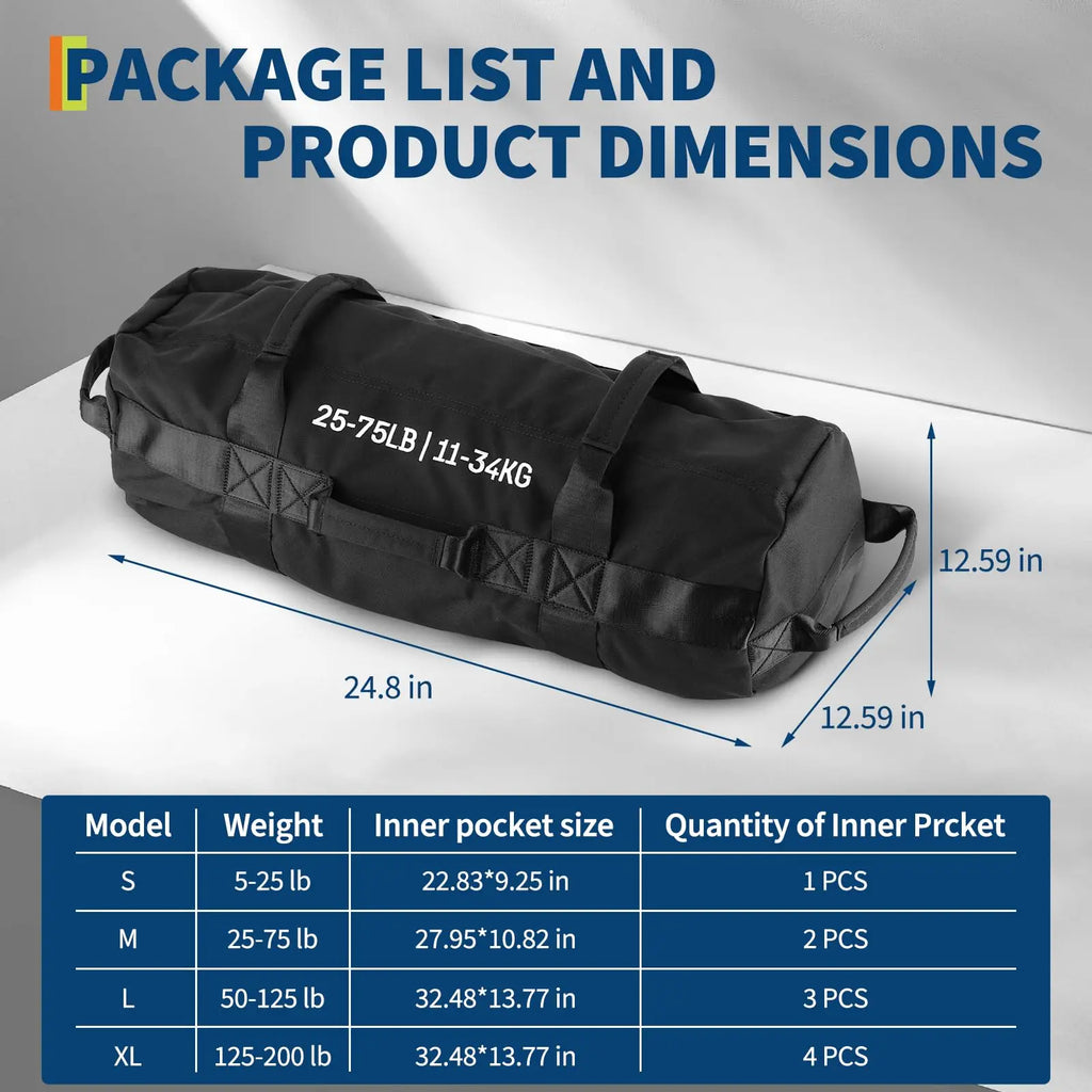 Adjustable (Unfilled)Heavy Duty Sandbags with Handles for Strength and Full Body Workouts