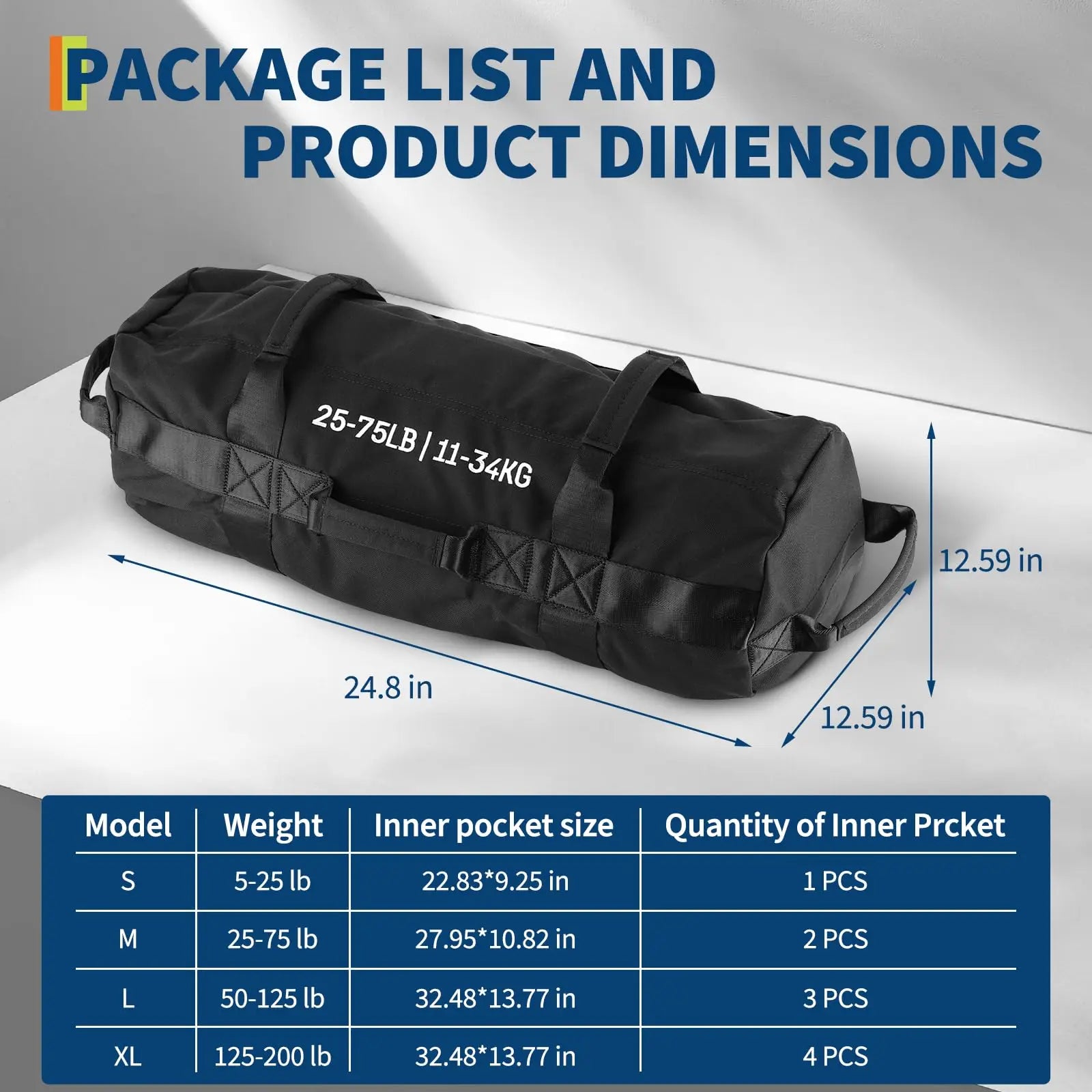 Adjustable (Unfilled)Heavy Duty Sandbags with Handles for Strength and Full Body Workouts