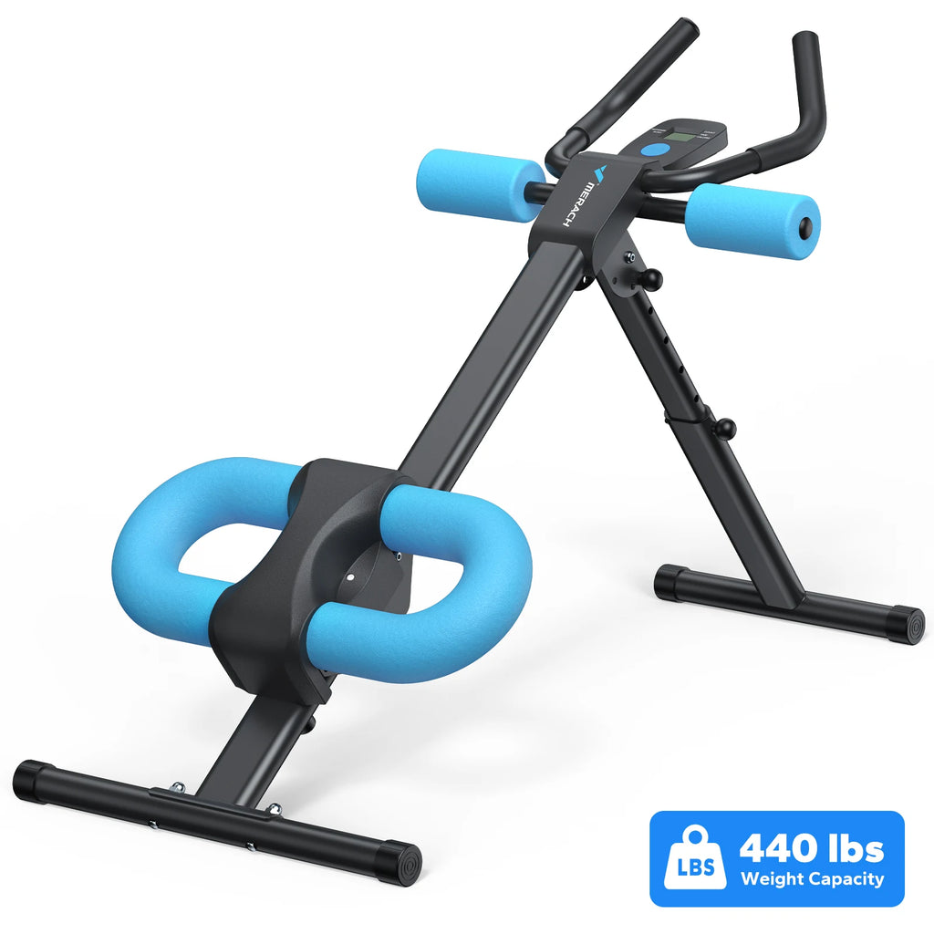 Adjustable Ab Machine – Foldable Ab Workout Equipment with Knee Protection & LCD Display for Home Gym Core Training