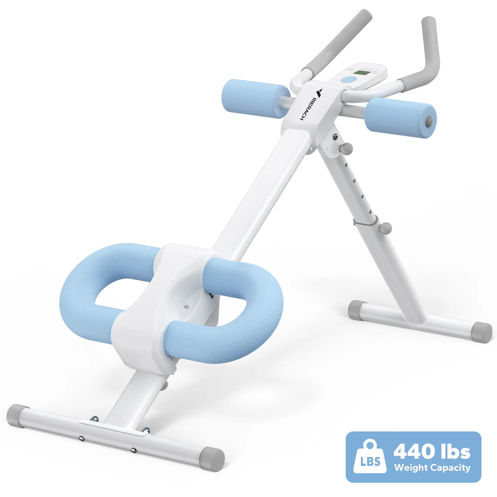 Adjustable Ab Machine – Foldable Ab Workout Equipment with Knee Protection & LCD Display for Home Gym Core Training