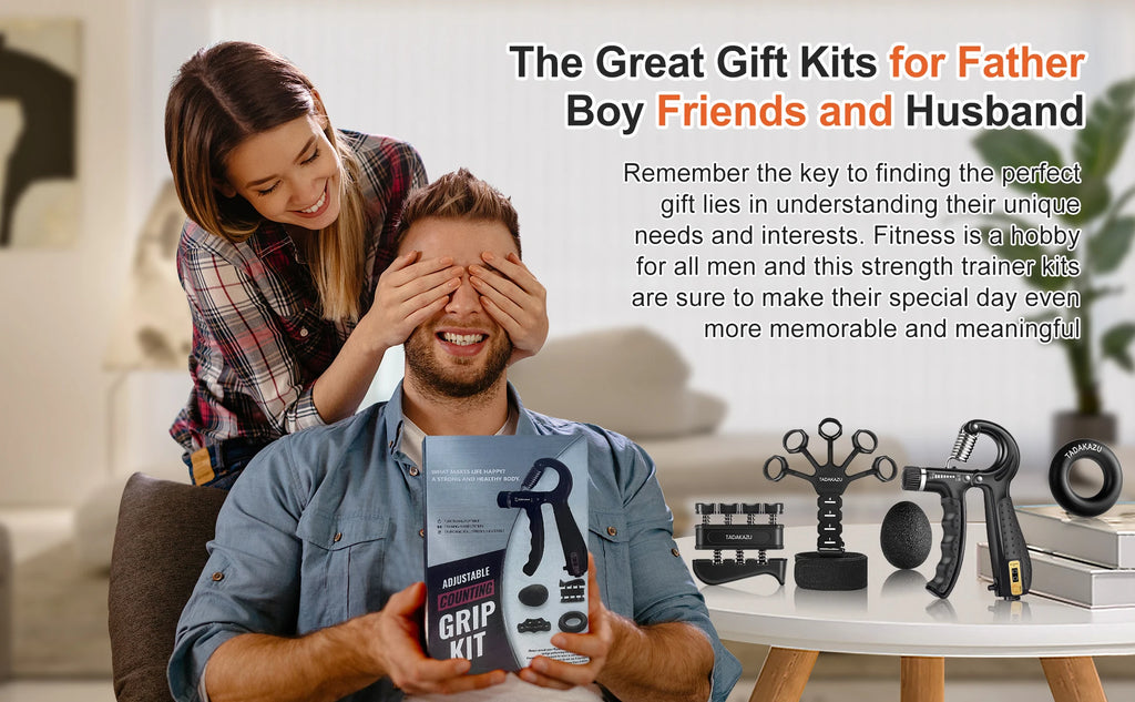 Grip Trainer Kit with Adjustable Hand Gripper Finger and Hand Exercisers Stress Ball and Forearm Ring for Strength and Recovery