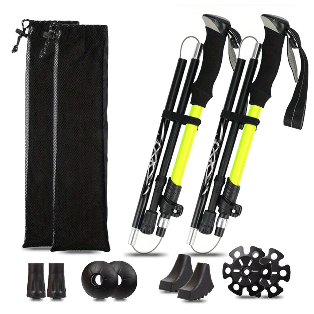 Ultralight Aluminum Alloy 5 Section Folding Trekking Pole for Hiking Mountaineering and Walking