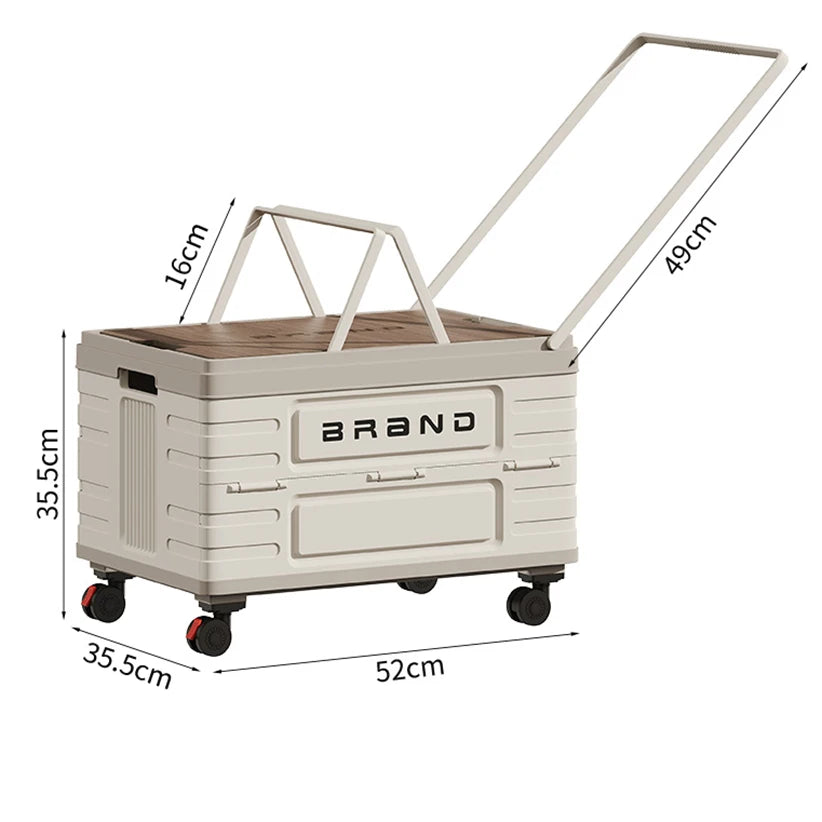 360° Rotating Foldable Storage Cart Heavy Duty Mobile Organizer with Silent Wheels for Camping Storage
