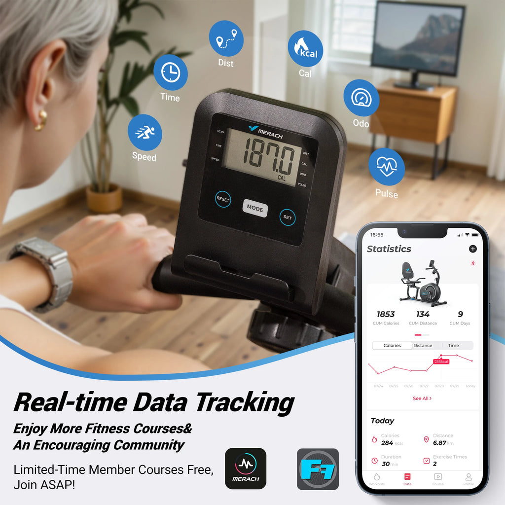 Recumbent Exercise Bike for Home Smart Bluetooth with Exclusive App Connectivity LCD Display Heart Rate Handles Magnetic Recumbent Bike