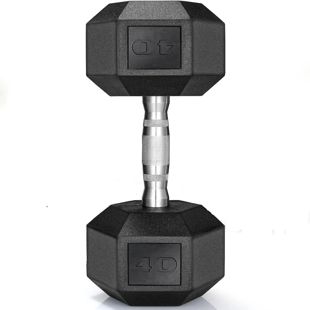 Rubber‑Coated Cast Iron Hex Dumbbells — 30–75 lb Hand Weights, 2‑Piece Set for Home & Gym Training