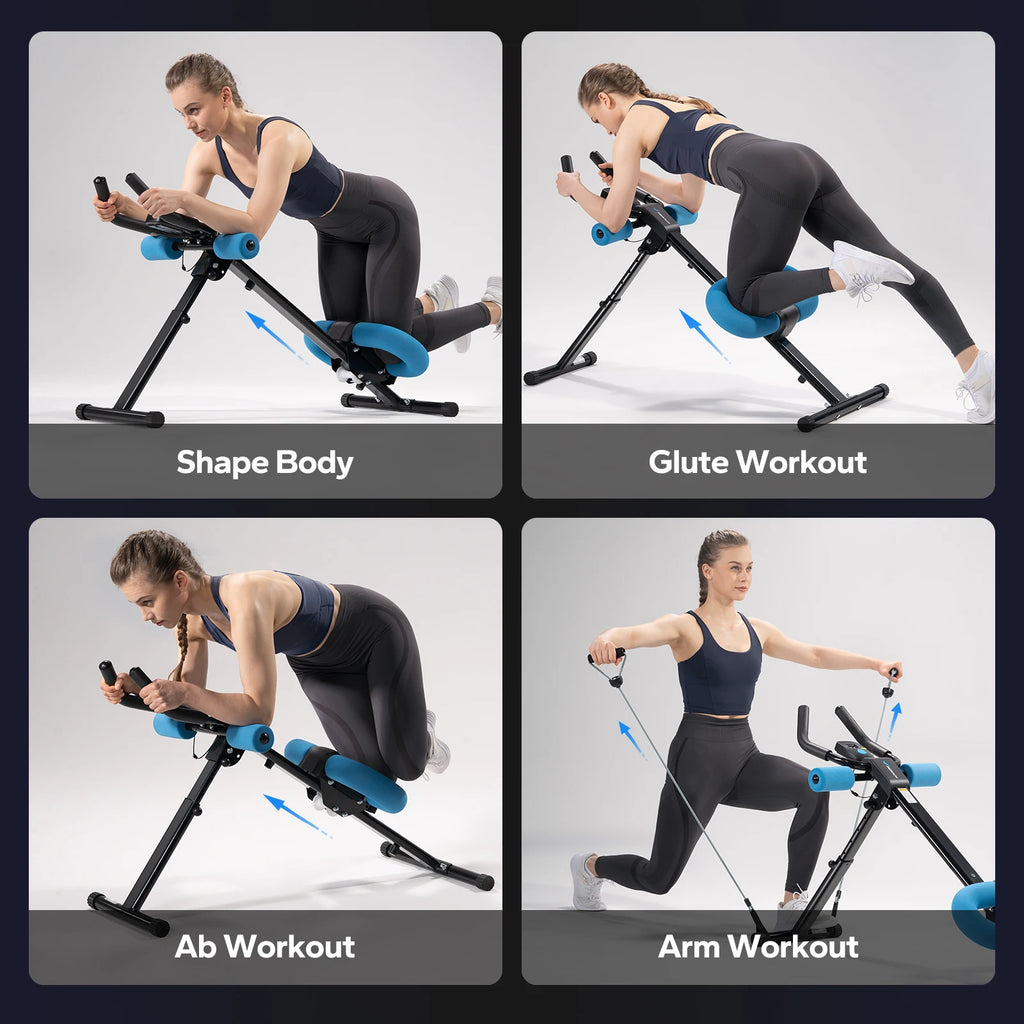 Adjustable Ab Machine – Foldable Ab Workout Equipment with Knee Protection & LCD Display for Home Gym Core Training