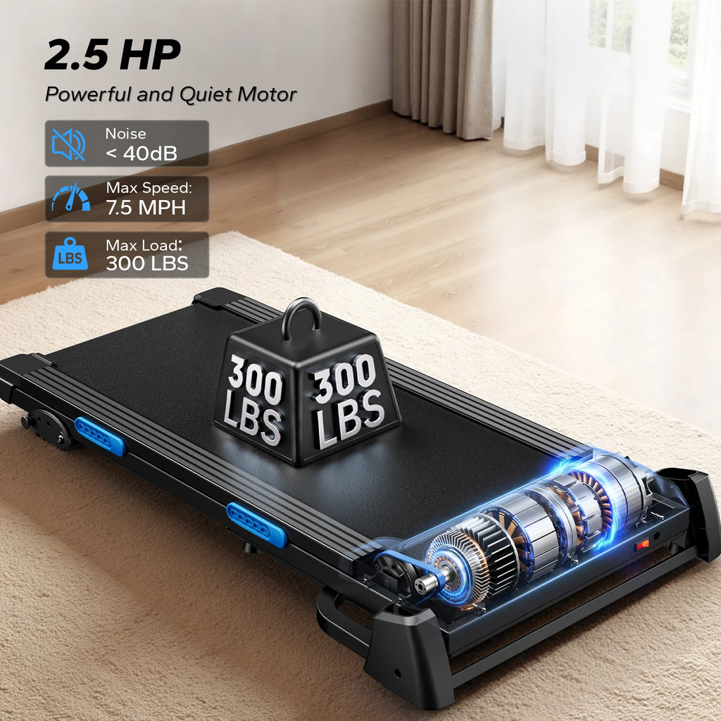 Foldable Treadmill with Incline, Quiet Double‑Deck Technology, 4‑Point Silicone Shock Cushion, Heart Rate Monitoring