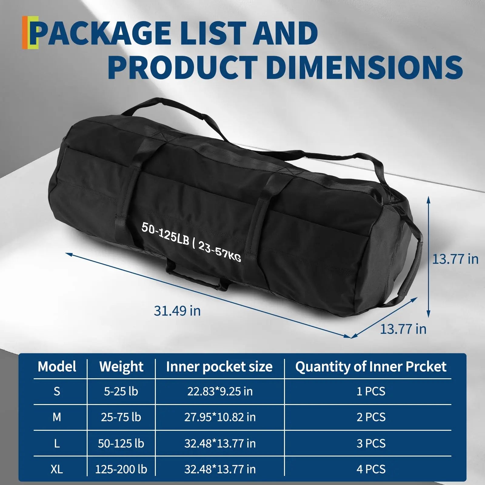 Adjustable (Unfilled)Heavy Duty Sandbags with Handles for Strength and Full Body Workouts