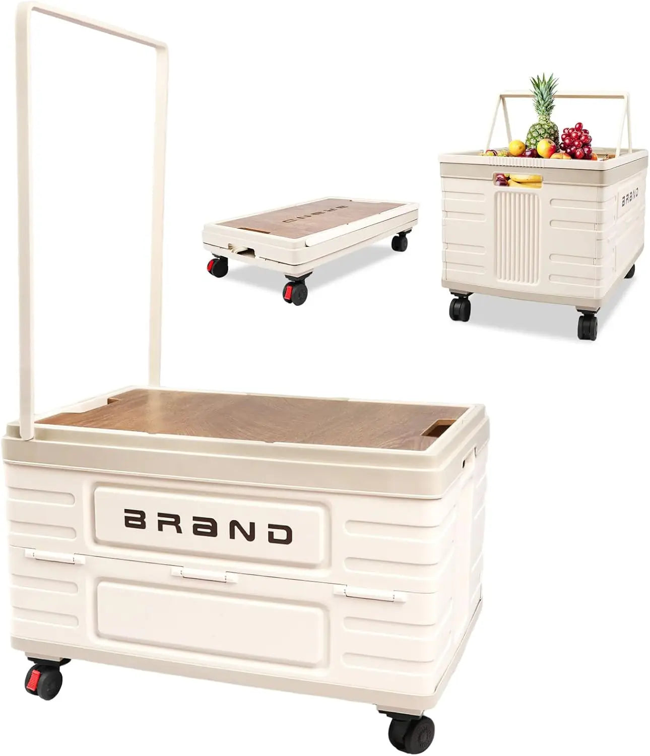 360° Rotating Foldable Storage Cart Heavy Duty Mobile Organizer with Silent Wheels for Camping Storage