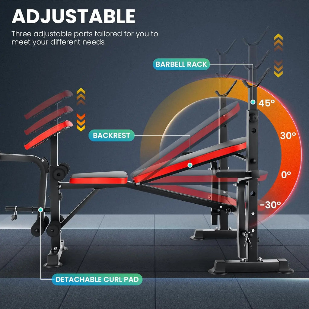 6 in 1 Weight Bench Set with Squat Rack