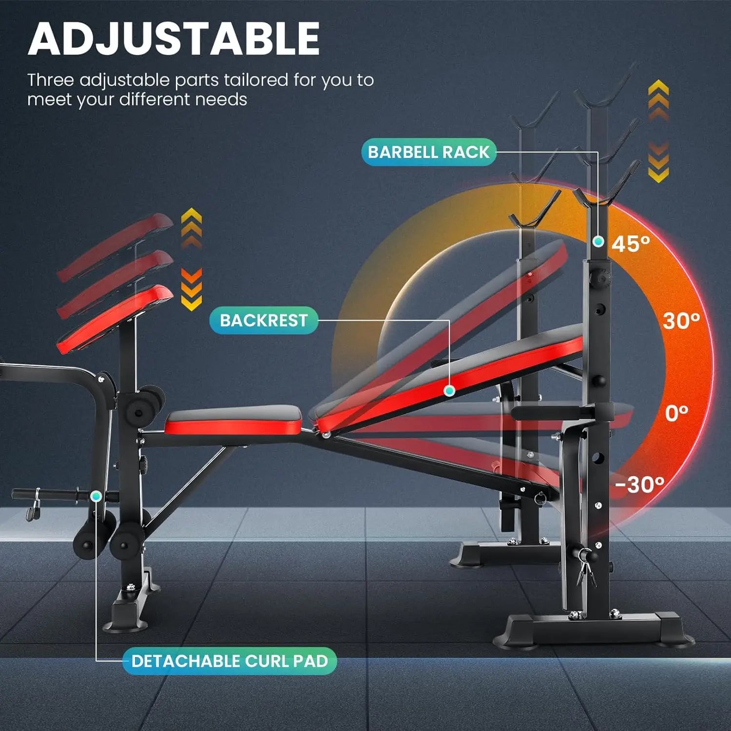 6 in 1 Weight Bench Set with Squat Rack