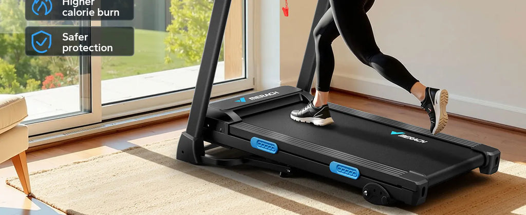 Foldable Treadmill with Incline, Quiet Double‑Deck Technology, 4‑Point Silicone Shock Cushion, Heart Rate Monitoring