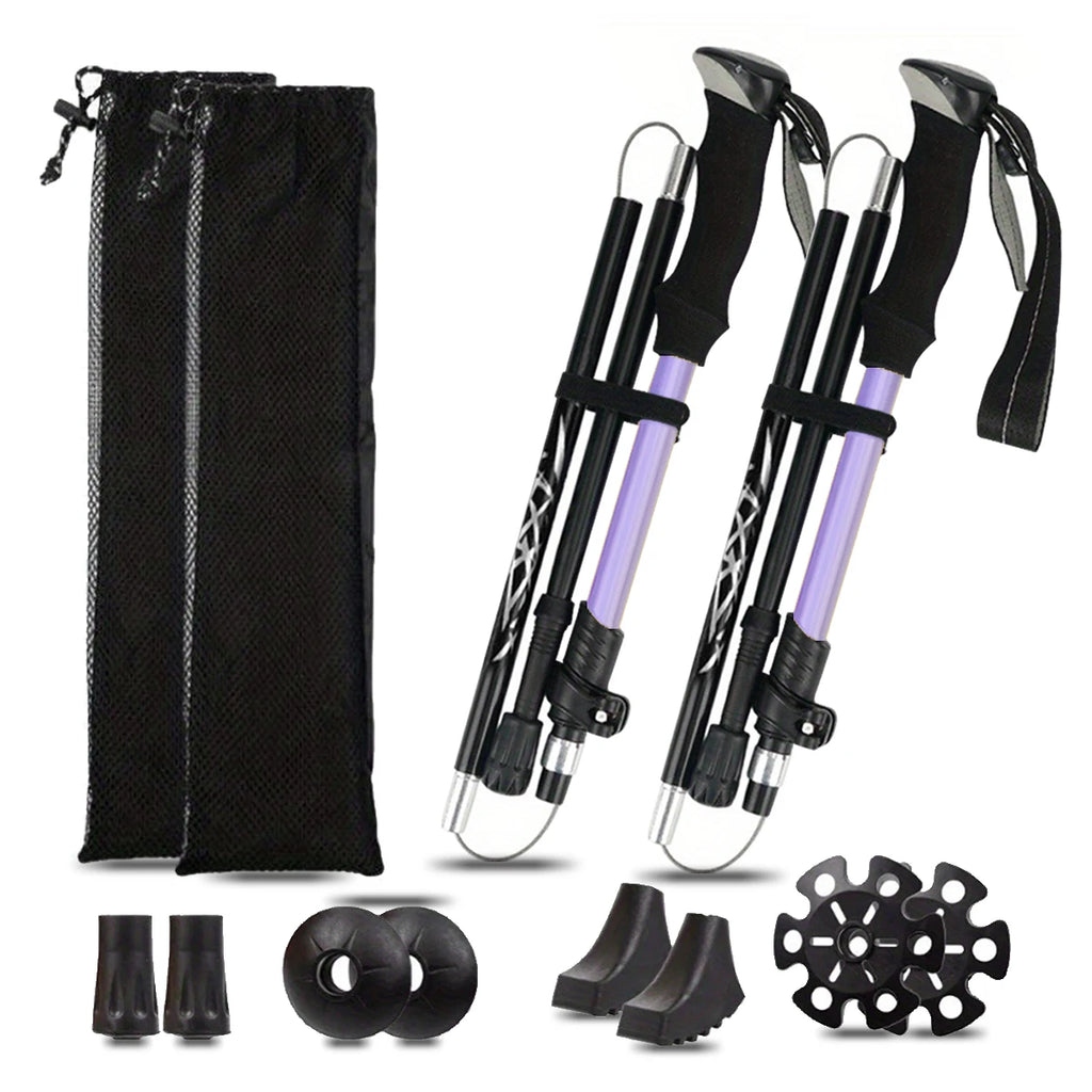 Ultralight Aluminum Alloy 5 Section Folding Trekking Pole for Hiking Mountaineering and Walking