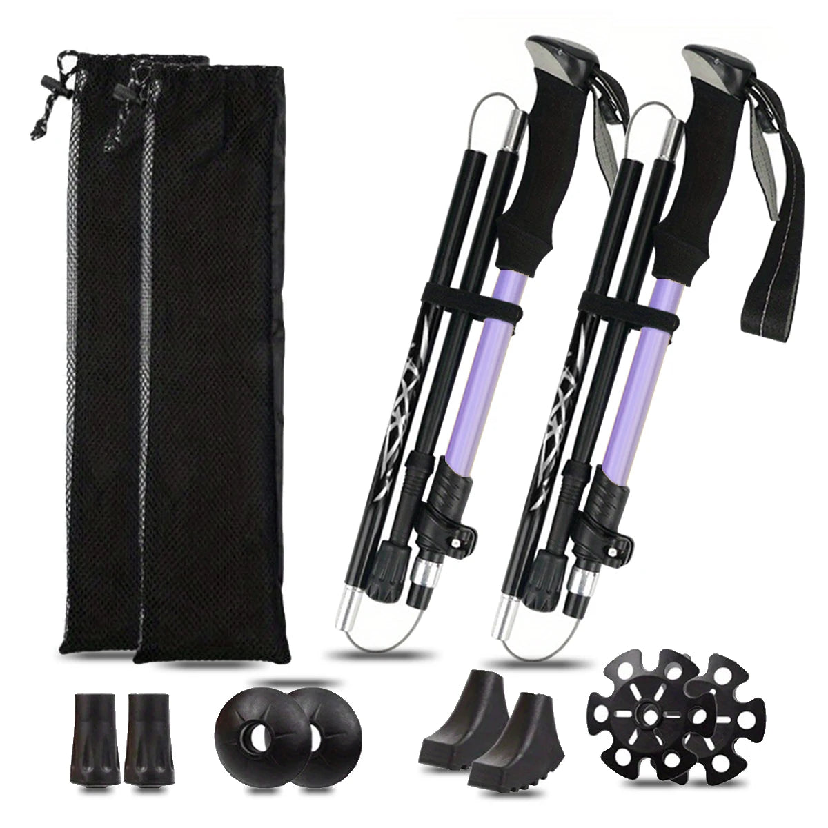 Ultralight Aluminum Alloy 5 Section Folding Trekking Pole for Hiking Mountaineering and Walking