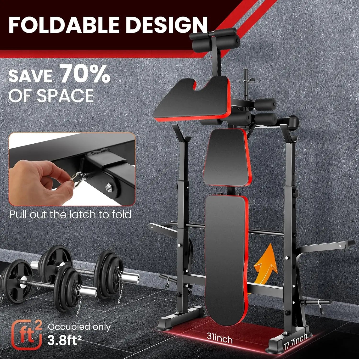 6 in 1 Weight Bench Set with Squat Rack