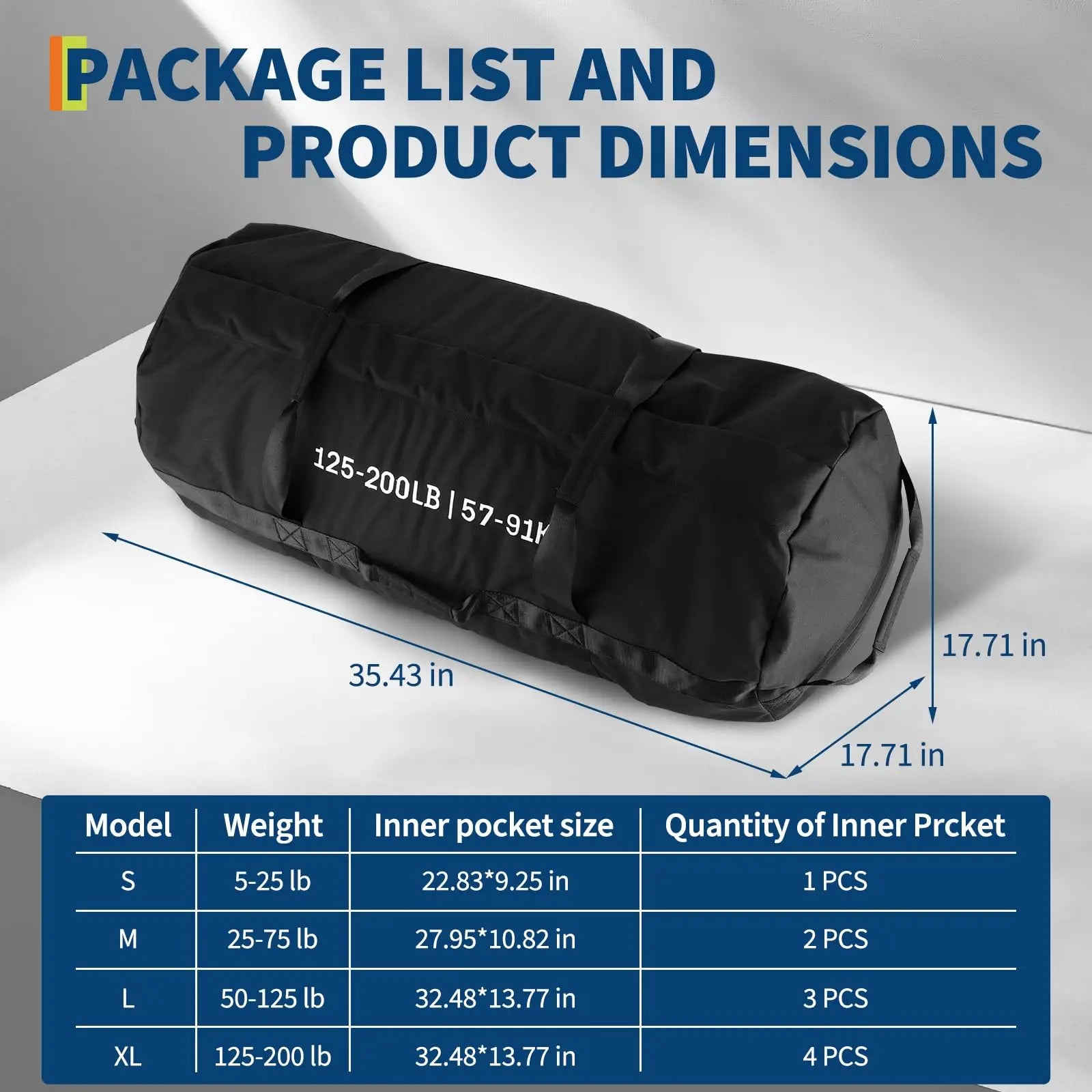 Adjustable (Unfilled)Heavy Duty Sandbags with Handles for Strength and Full Body Workouts