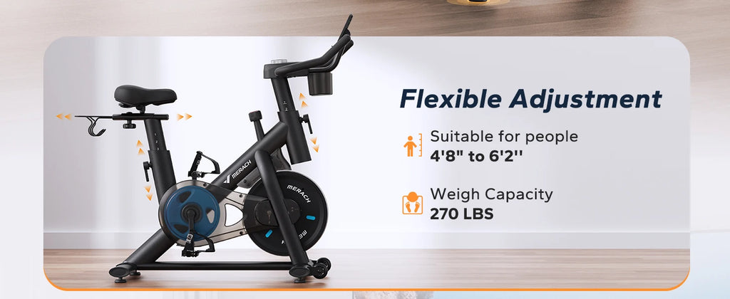 Exercise Bike – Brake Pad/Magnetic Stationary Indoor Cycling Bike, Low‑Noise Design with App Compatibility, Tablet Mount & Fitness Courses