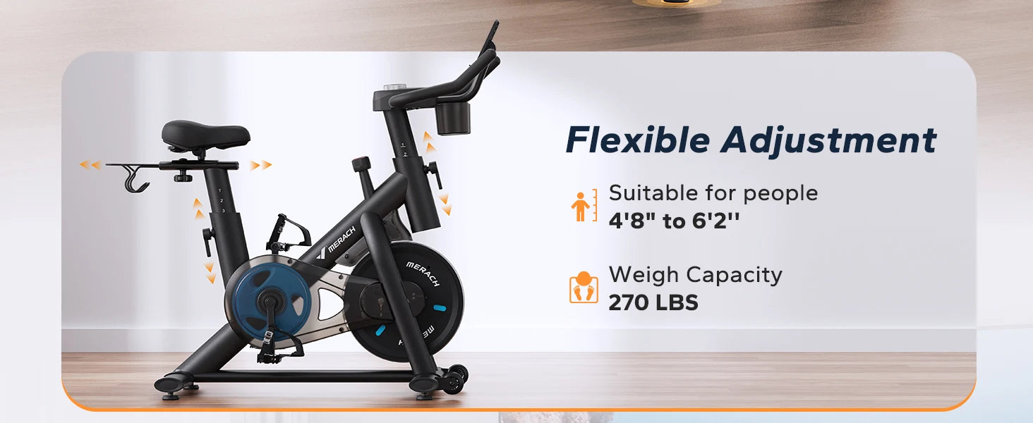 Exercise Bike – Brake Pad/Magnetic Stationary Indoor Cycling Bike, Low‑Noise Design with App Compatibility, Tablet Mount & Fitness Courses