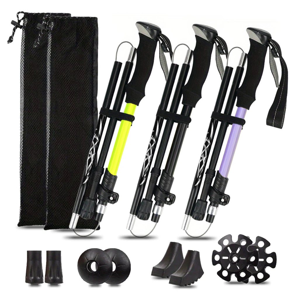 Ultralight Aluminum Alloy 5 Section Folding Trekking Pole for Hiking Mountaineering and Walking