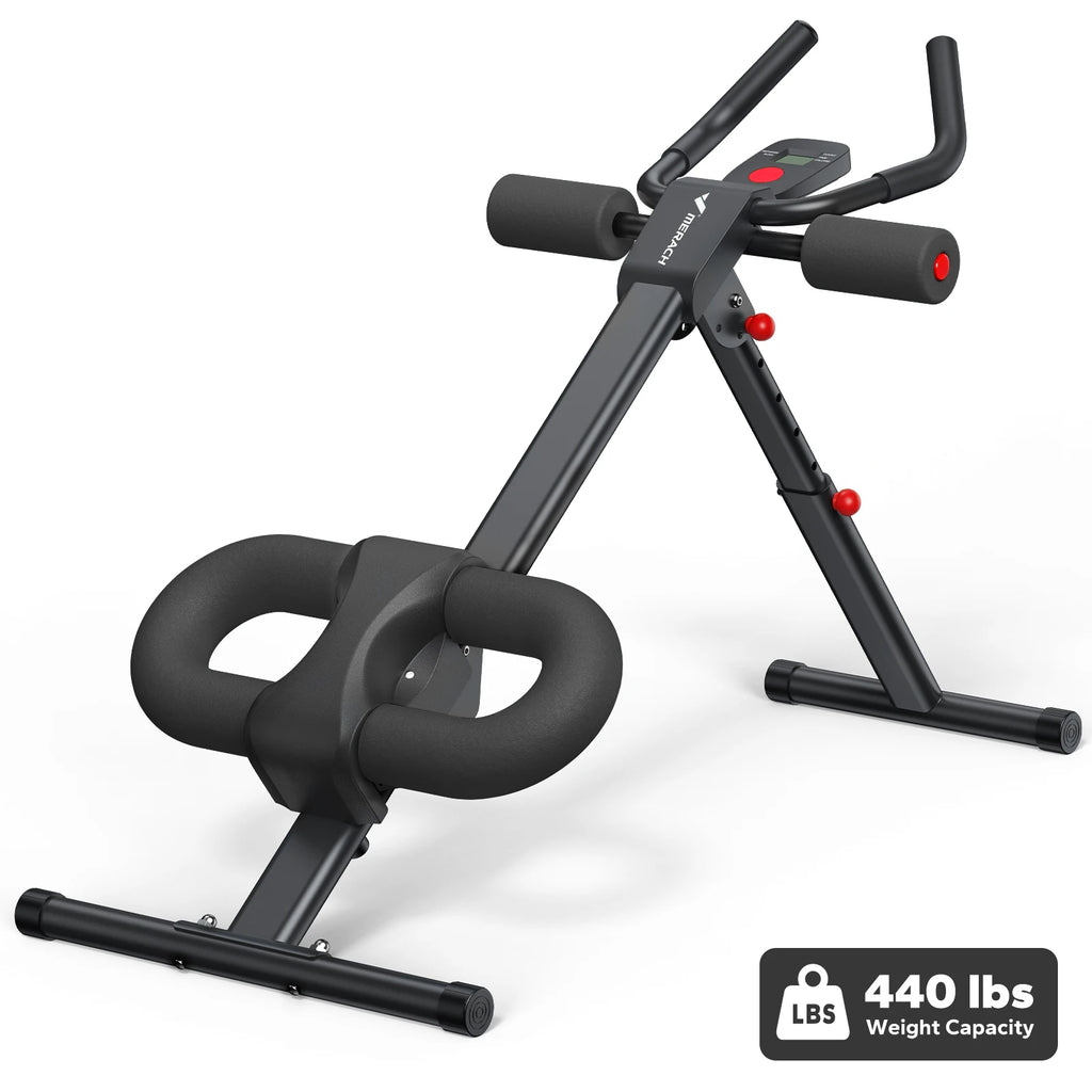 Adjustable Ab Machine – Foldable Ab Workout Equipment with Knee Protection & LCD Display for Home Gym Core Training