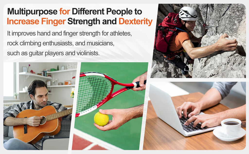 Grip Trainer Kit with Adjustable Hand Gripper Finger and Hand Exercisers Stress Ball and Forearm Ring for Strength and Recovery