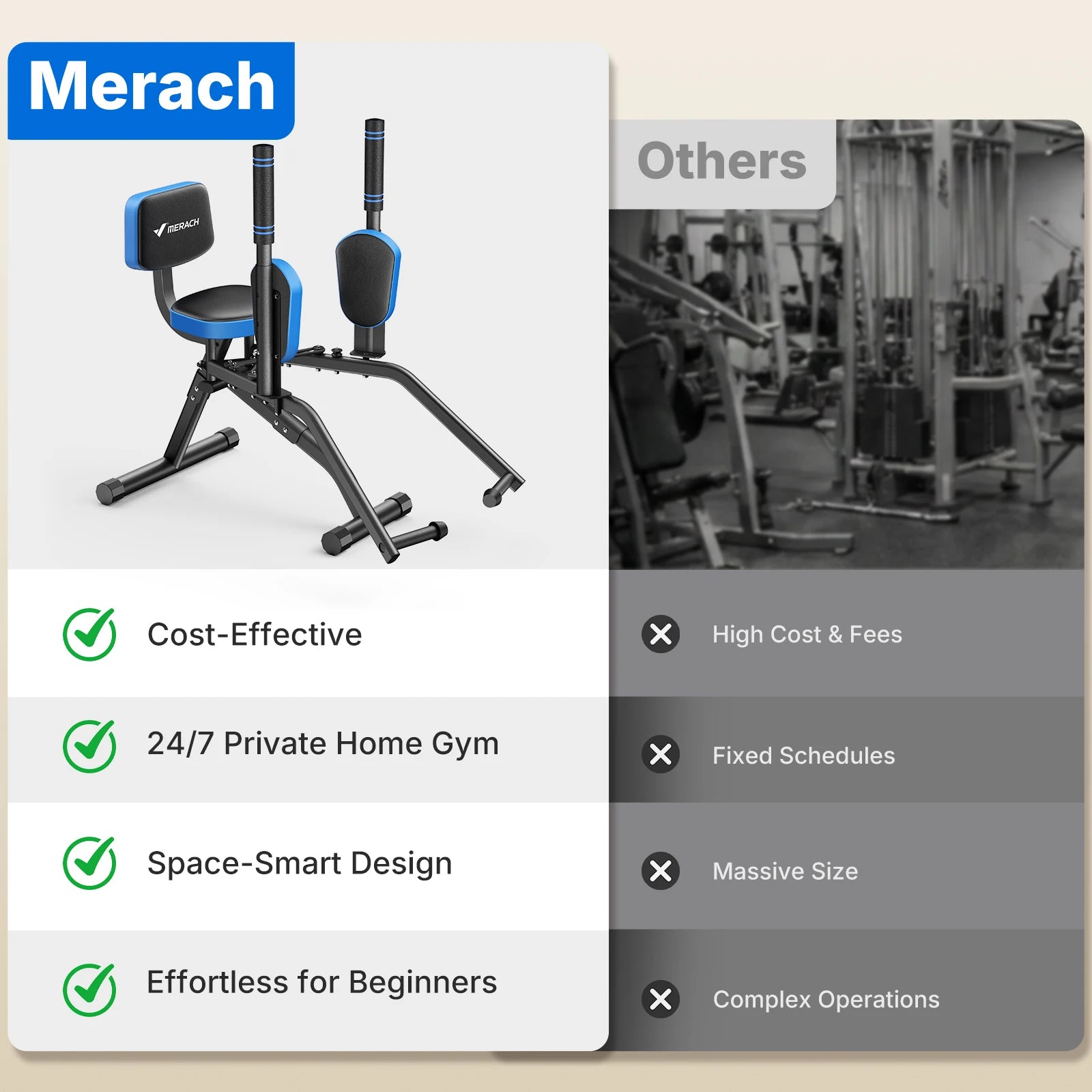 Hip Abductor and Adductor Trainer Adjustable Resistance Glute and Inner Thigh Workout Machine for Home Gym featuring Dual Foot Bar 360 Degree Rotating Leg Pads and Bands