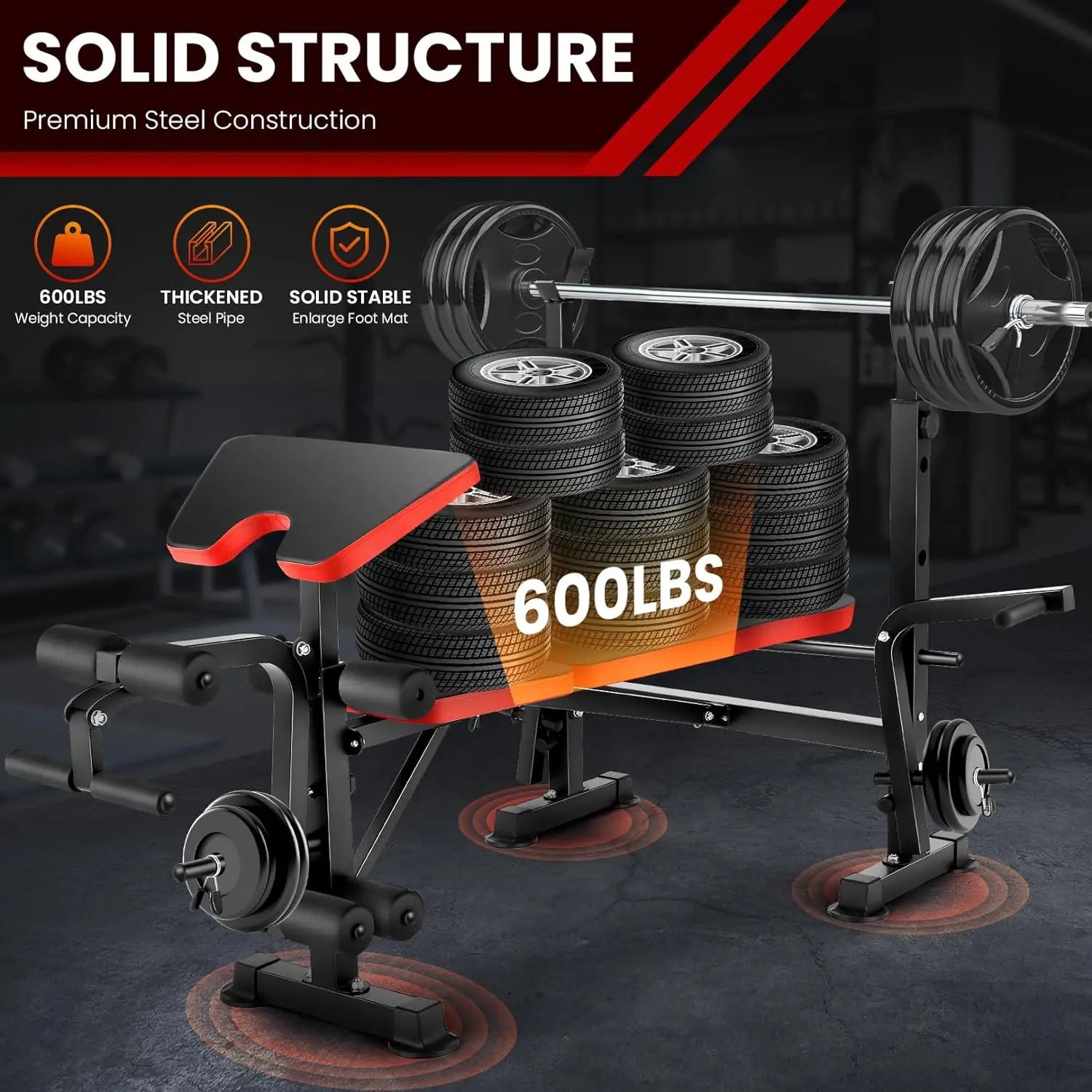 6 in 1 Weight Bench Set with Squat Rack