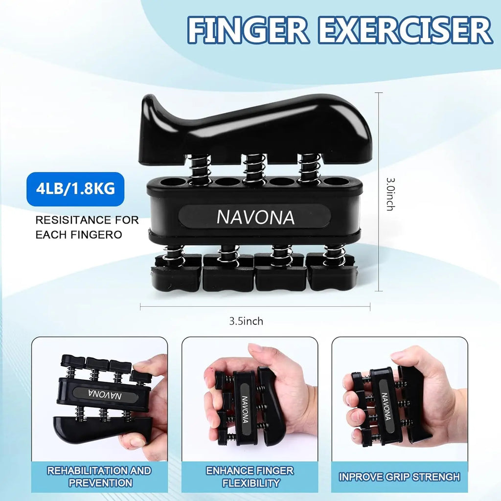 Grip Trainer Kit with Adjustable Hand Gripper Finger and Hand Exercisers Stress Ball and Forearm Ring for Strength and Recovery