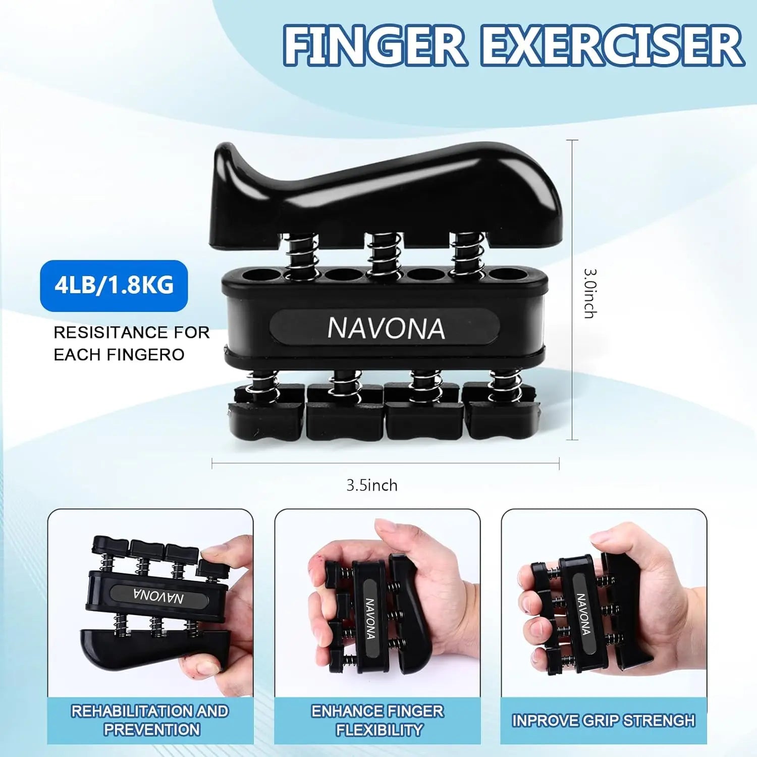 Grip Trainer Kit with Adjustable Hand Gripper Finger and Hand Exercisers Stress Ball and Forearm Ring for Strength and Recovery