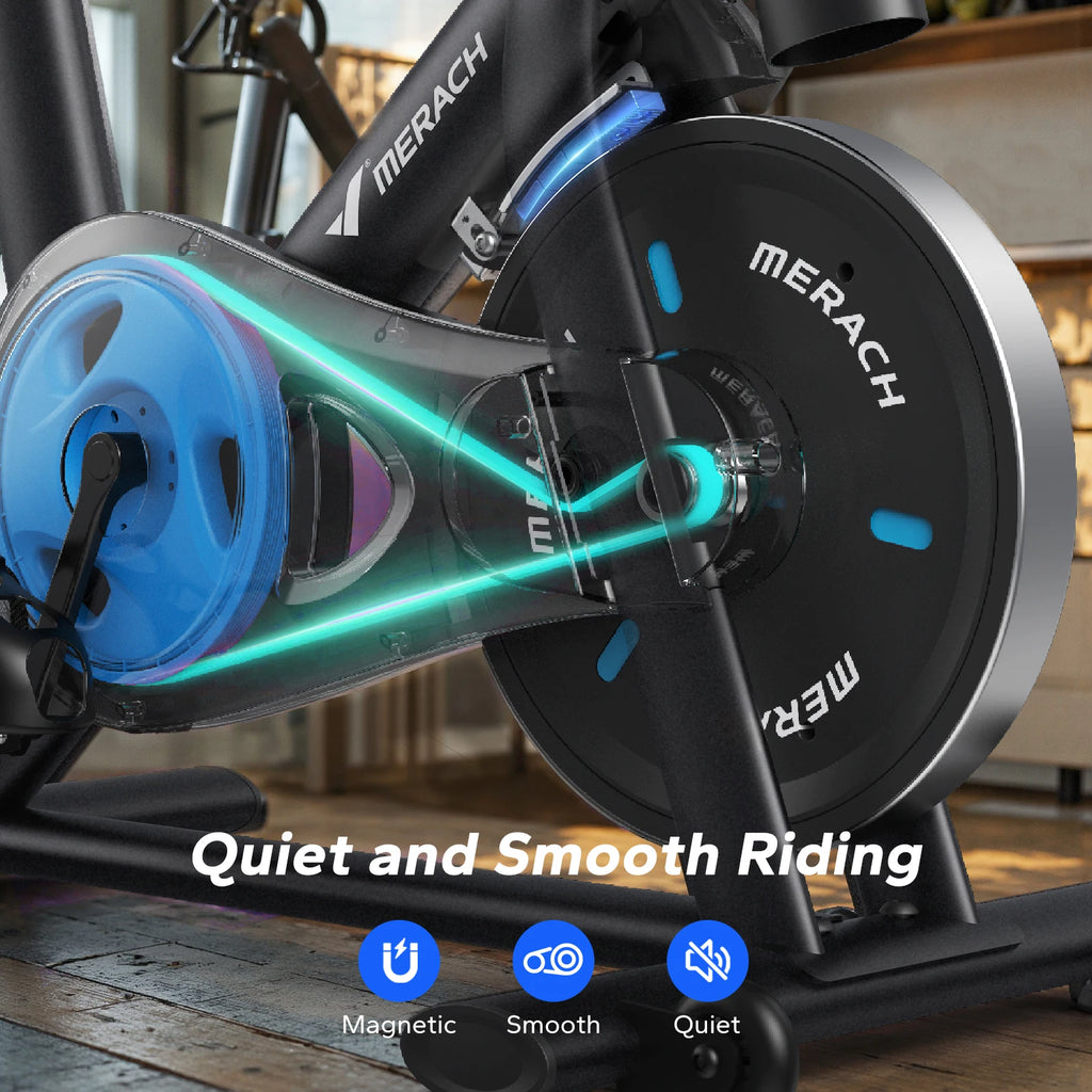 Exercise Bike – Brake Pad/Magnetic Stationary Indoor Cycling Bike, Low‑Noise Design with App Compatibility, Tablet Mount & Fitness Courses