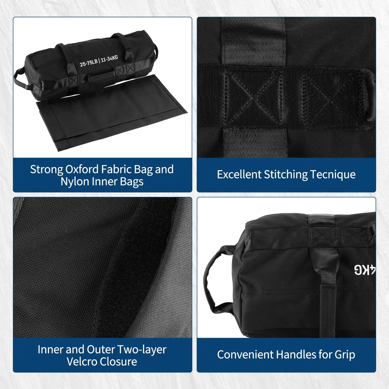 Adjustable (Unfilled)Heavy Duty Sandbags with Handles for Strength and Full Body Workouts