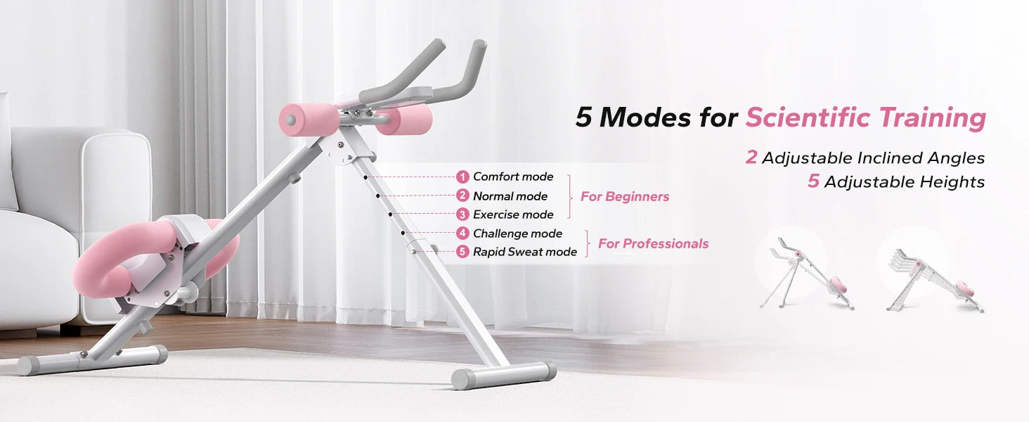 Adjustable Ab Machine – Foldable Ab Workout Equipment with Knee Protection & LCD Display for Home Gym Core Training