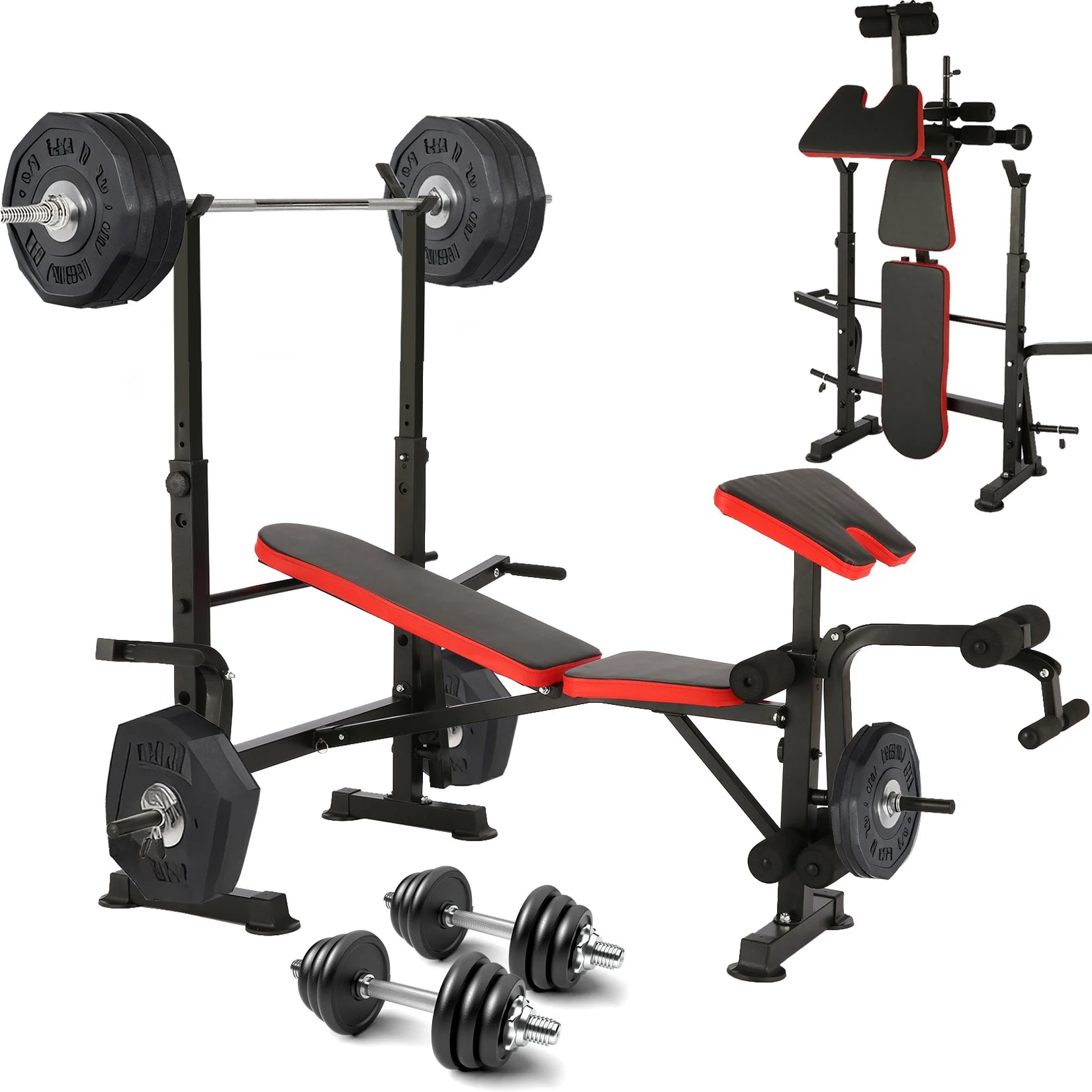 6 in 1 Weight Bench Set with Squat Rack