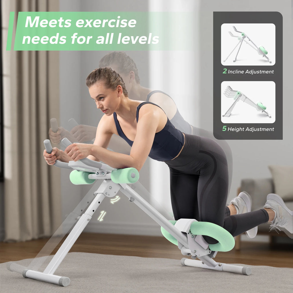 Adjustable Ab Machine – Foldable Ab Workout Equipment with Knee Protection & LCD Display for Home Gym Core Training