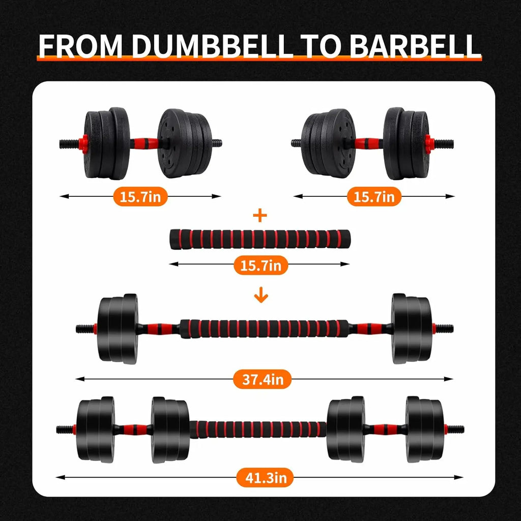 5 to 44lbs Adjustable Dumbbell to Barbell Set with Anti Slip Grip for Versatile Home Gym Strength Training
