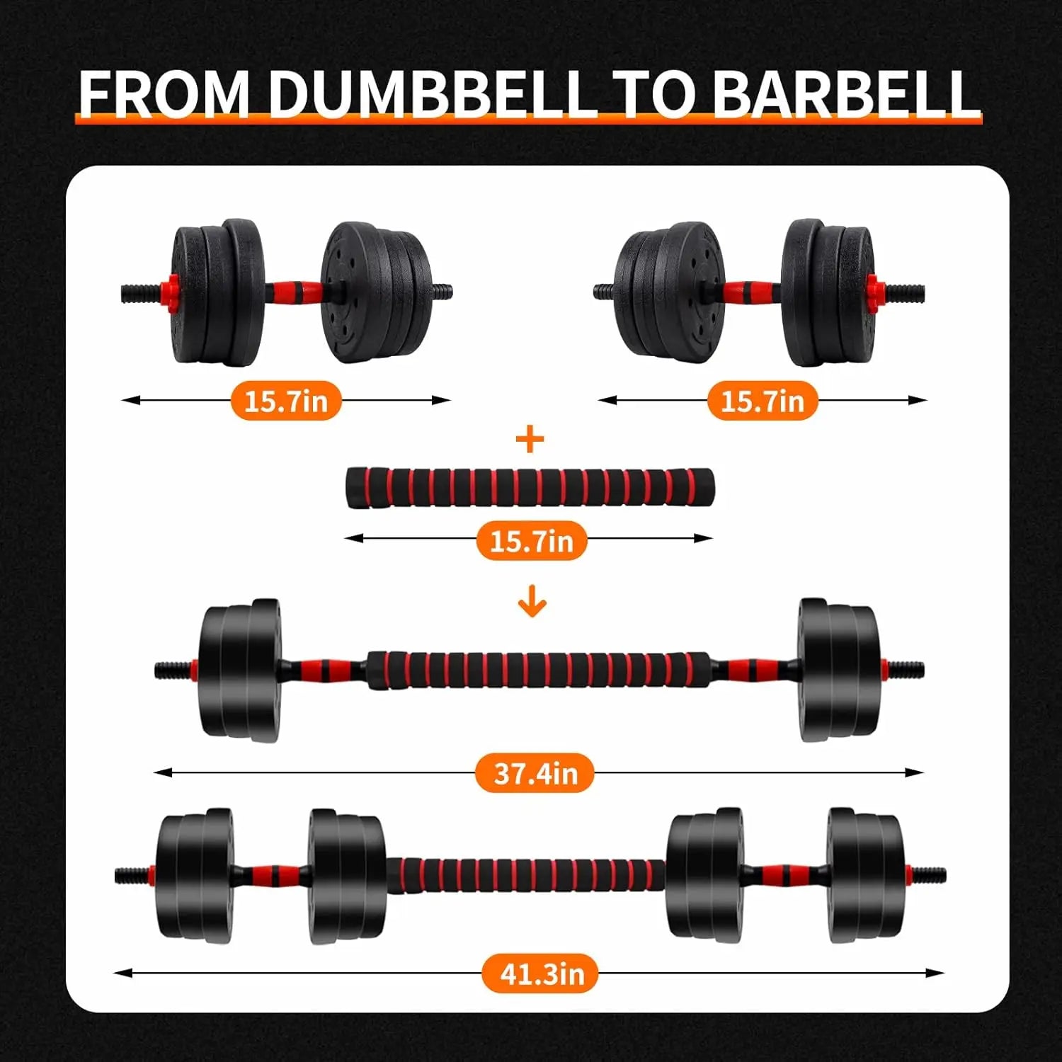 5 to 44lbs Adjustable Dumbbell to Barbell Set with Anti Slip Grip for Versatile Home Gym Strength Training