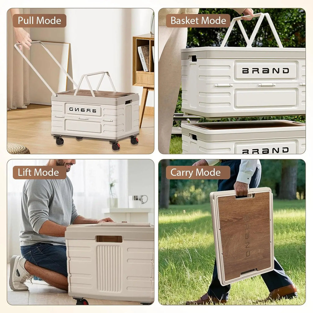 360° Rotating Foldable Storage Cart Heavy Duty Mobile Organizer with Silent Wheels for Camping Storage