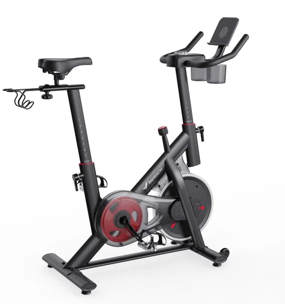 Exercise Bike – Brake Pad/Magnetic Stationary Indoor Cycling Bike, Low‑Noise Design with App Compatibility, Tablet Mount & Fitness Courses