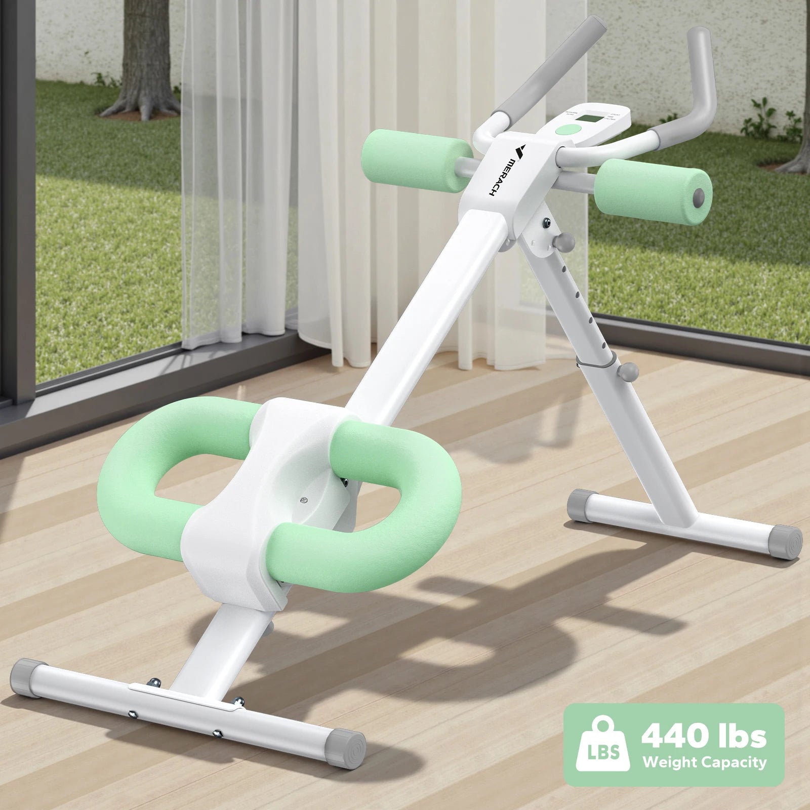 Adjustable Ab Machine – Foldable Ab Workout Equipment with Knee Protection & LCD Display for Home Gym Core Training