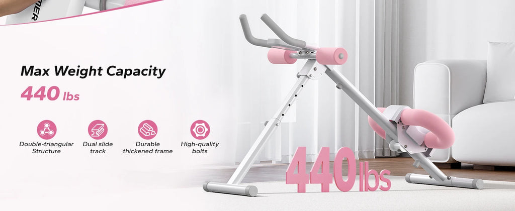 Adjustable Ab Machine – Foldable Ab Workout Equipment with Knee Protection & LCD Display for Home Gym Core Training