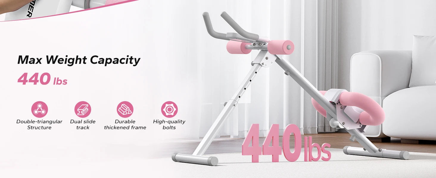 Adjustable Ab Machine – Foldable Ab Workout Equipment with Knee Protection & LCD Display for Home Gym Core Training