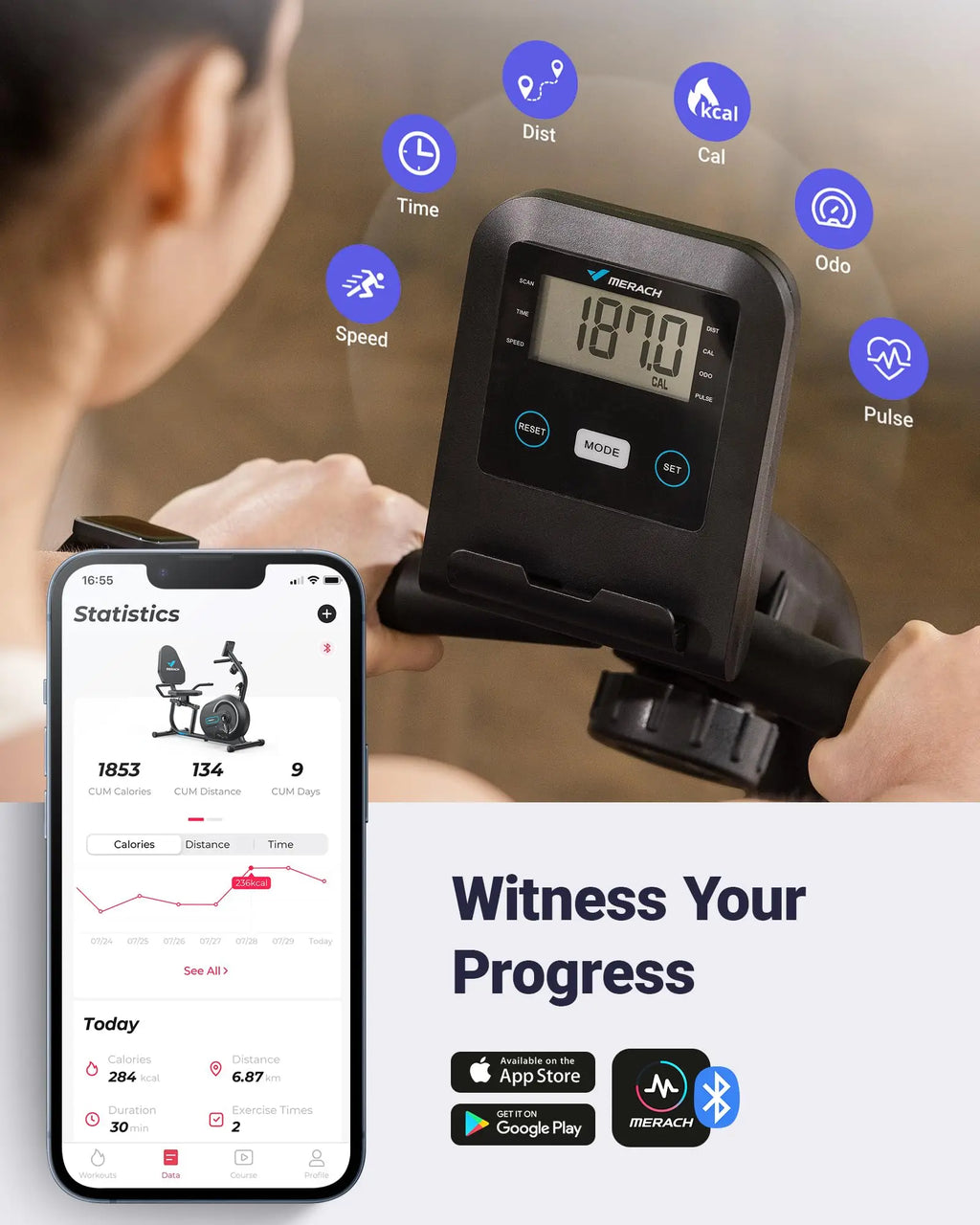 Recumbent Exercise Bike for Home Smart Bluetooth with Exclusive App Connectivity LCD Display Heart Rate Handles Magnetic Recumbent Bike