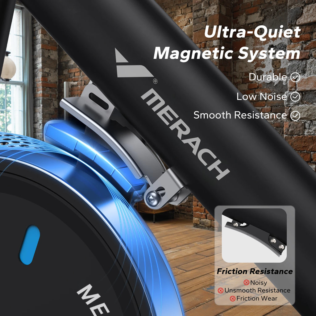 Exercise Bike – Brake Pad/Magnetic Stationary Indoor Cycling Bike, Low‑Noise Design with App Compatibility, Tablet Mount & Fitness Courses