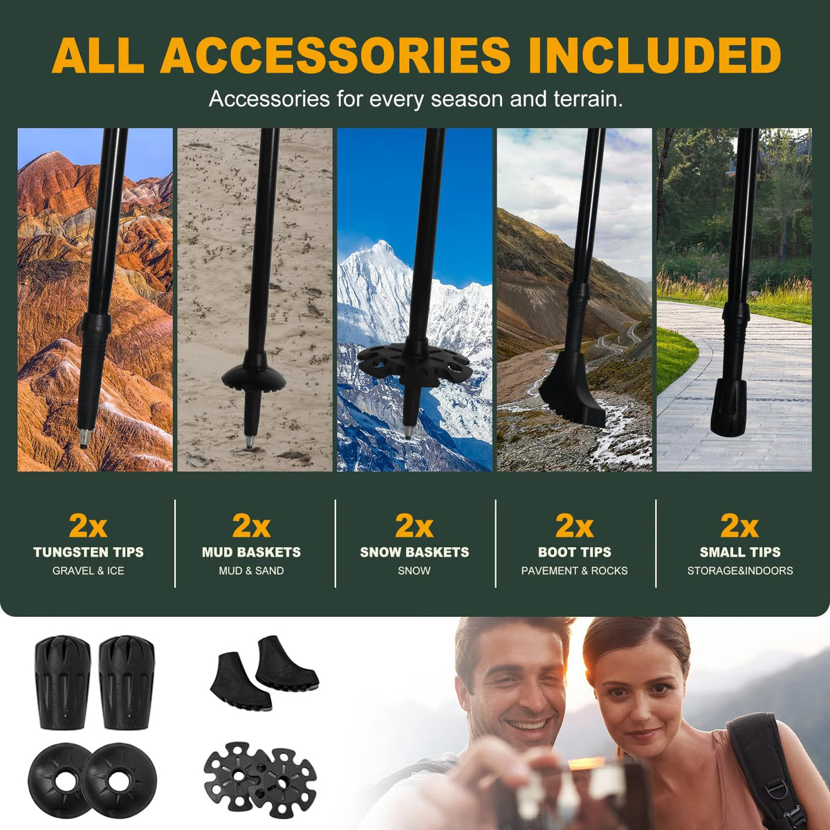 Ultralight Aluminum Alloy 5 Section Folding Trekking Pole for Hiking Mountaineering and Walking