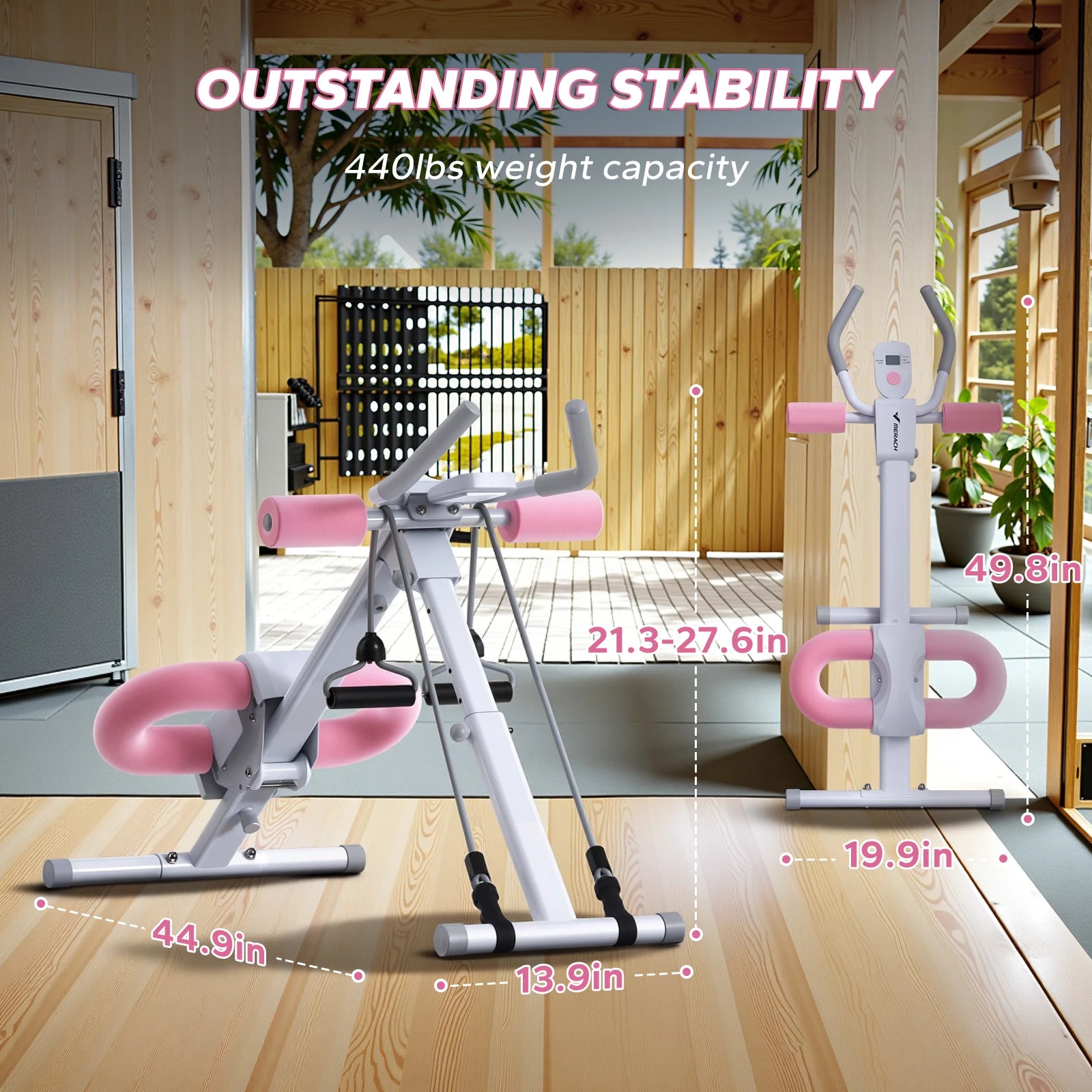 Adjustable Ab Machine – Foldable Ab Workout Equipment with Knee Protection & LCD Display for Home Gym Core Training