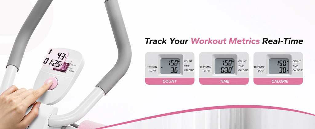 Adjustable Ab Machine – Foldable Ab Workout Equipment with Knee Protection & LCD Display for Home Gym Core Training